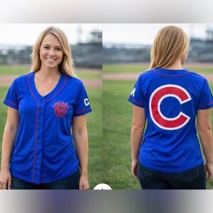 PINK Victoria's Secret Blue Chicago Cubs Jersey Top
